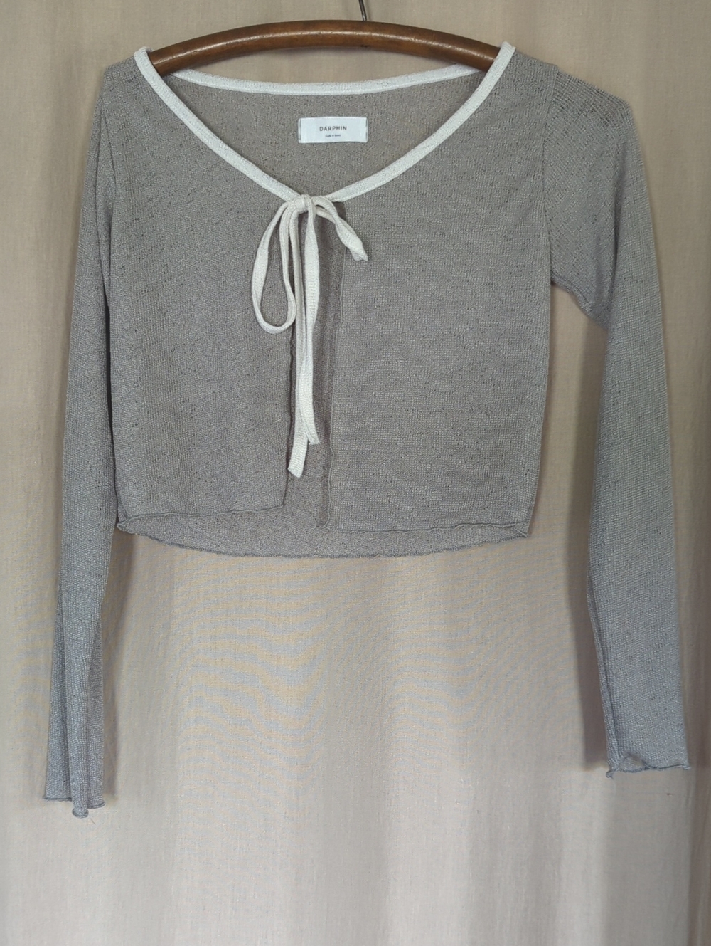 Green Tie-Front Long-Sleeve Crop Top Cardigan